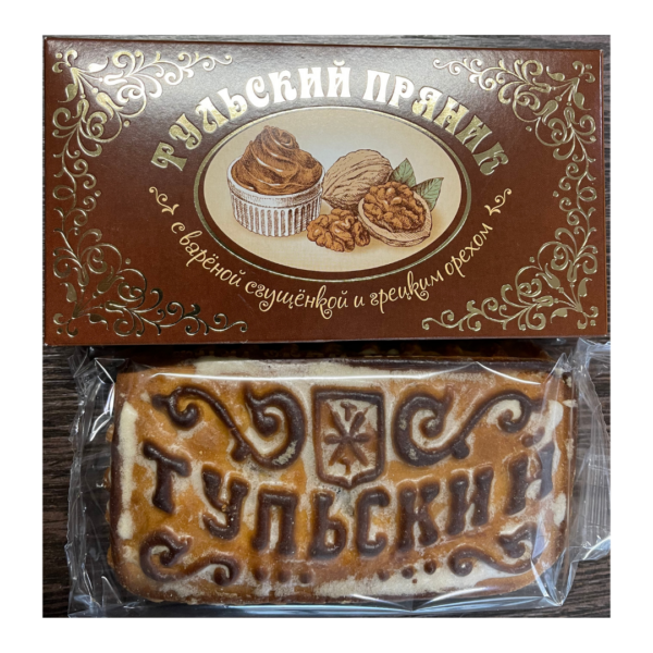 Тульский пряник медовый печатный с начинкой варёная сгущенка и грецкий орех
