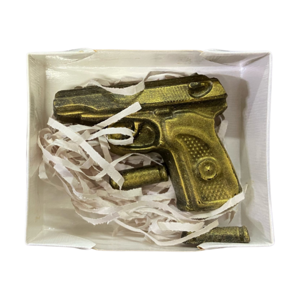 Сувенирное мыло ручной работы Пистолет Макарова с пулями в коробке
